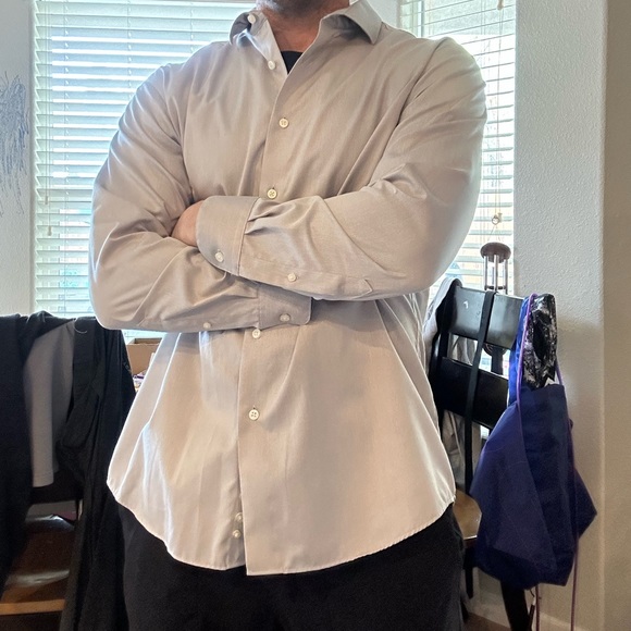 Men’s long sleeve button up Kenneth Cole Large/34/35 17 grey dress shirt - Picture 9 of 15